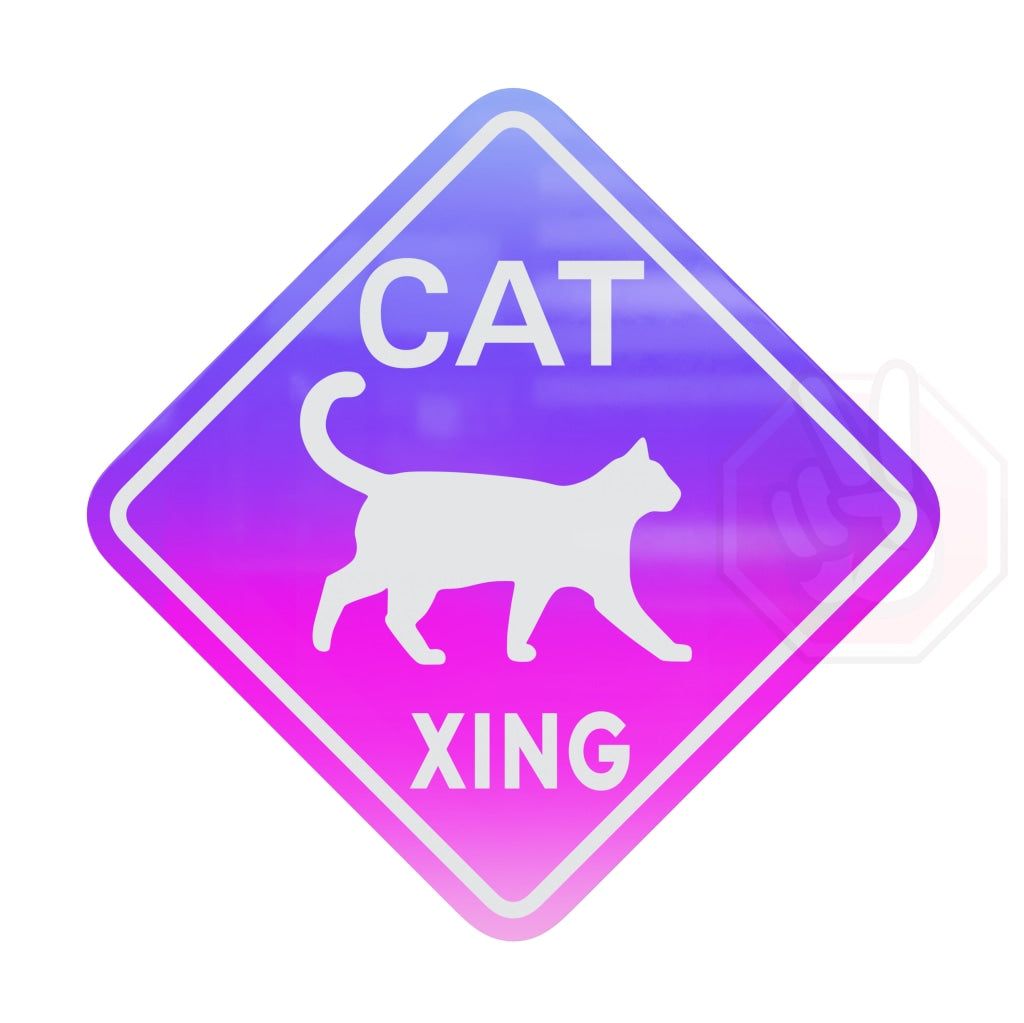 Cat Crossing (Xing) Custom Hype Sign Pink And Purple Gradient