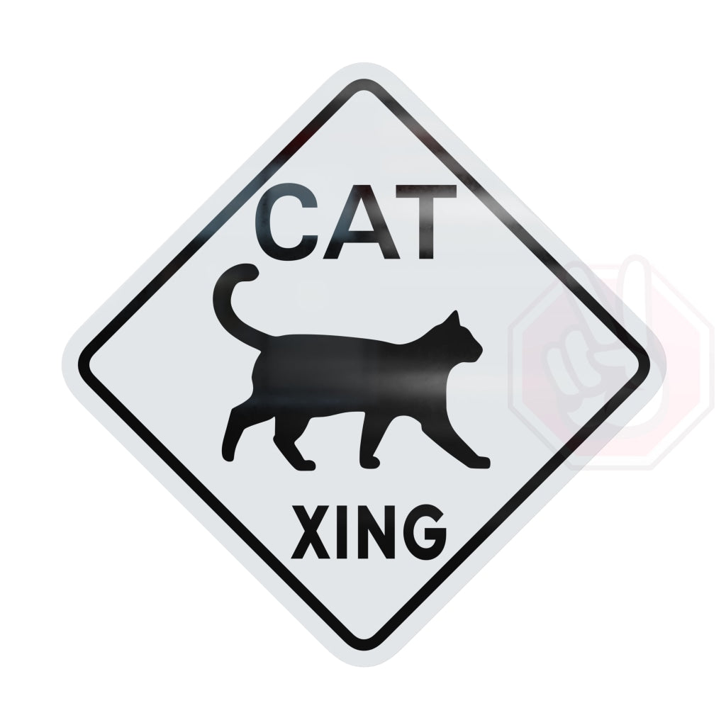 Cat Crossing (Xing) Custom Hype Sign White And Black